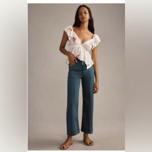 Pilcro Teal Wide-Leg Cargo Pants